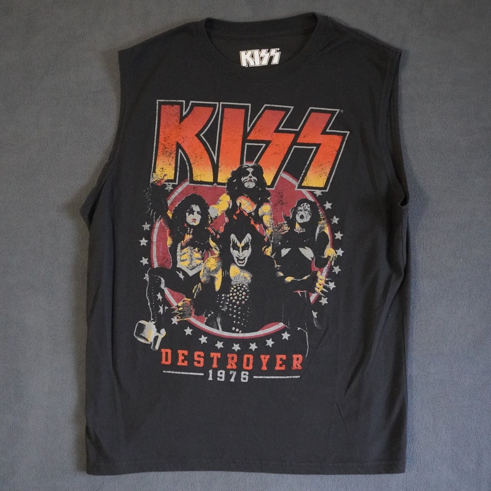 KISS Destroyer 1976 Summer Tour Graphic Muscle Tee Black XL Mad Engine